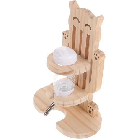 Bouteille d'eau pour Hamster Distributeur Pratique en Plastique Transparent 80 ML Support en Bois, Abreuvoir pour Cage Petits Animaux, Adapté pour Cochons d'Inde Et Chinchillas (1/5)
