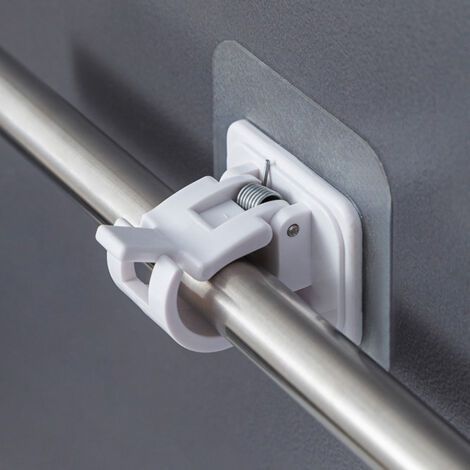 10 Pack Adhesive Curtain Rod Brackets - Easy No Drill Installation - High Quality Plastic - For Smooth Surfaces (1/5)
