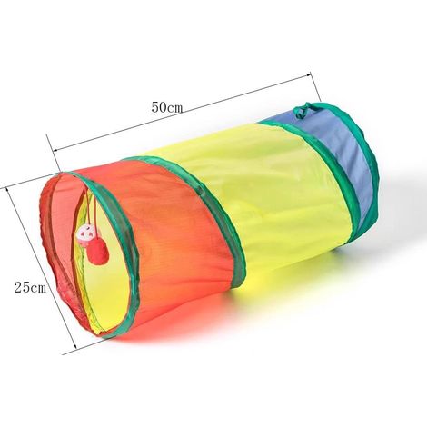 Foldable Cat Tunnel with Hanging Toy, Suitable for Rabbits Cats Puppies and Other Small Animals for Hiding Playing Training 50CM (1/3)