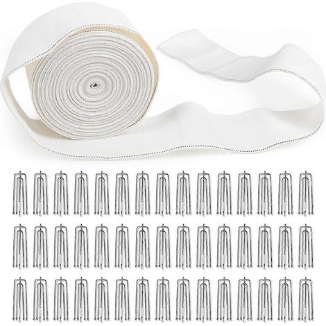 Ruban plisseur de 10 mètres pour rideaux avec 30 crochets à 4 branches (1/5)