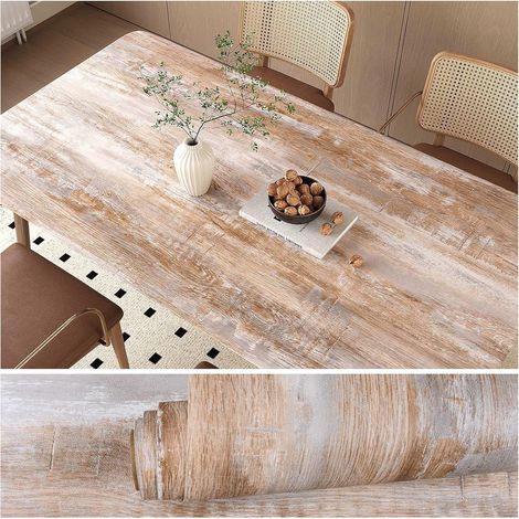 Carta Parati Adesiva Mobili Legno Marrone Grigio 40x300cm (1/5)