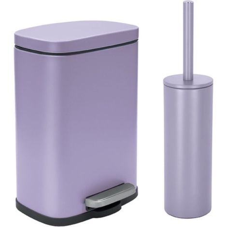 Set Poubelle à pédale 5L & Brosse Wc AKIRA Lavande mat Spirella (1/5)