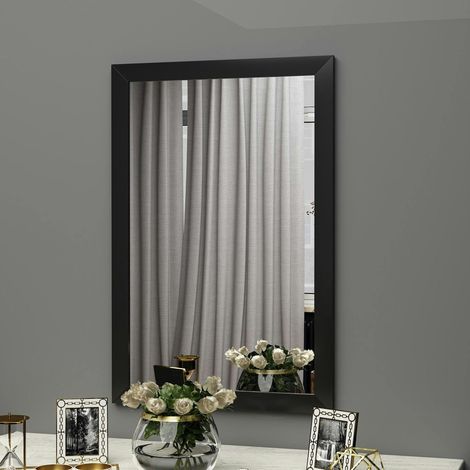 Miroir rectangulaire mural avec cadre noir 75 cm CODY (1/5)