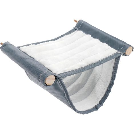 Hamac Pour Oiseaux - 1 Unité - Velours Et Bois - Lit Superposé Confortable - Cage Perruche Perroquet - 18x12 Cm Jaune Ou Gris (1/5)