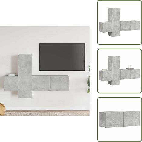 Ensemble de meubles TV 3 pcs Gris béton Bois d'ingénierie - Meuble Tv Mural - Meuble Tv Gris - Ensemble Meuble Tv - Support Tv - Rangement Tv (1/5)