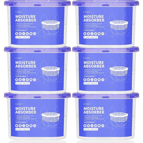 Déshumidificateur d'Armoire, Lot de 6 Déshumidificateur d'Air Anti Odeurs & Anti Moisissure, Absorbeur d'Humidité pour Cuisine, Placard, Salle de Bain et Bureau (1/5)