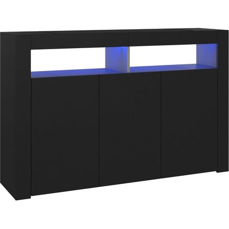 Credenza buffet cassettiera mobile contenitore organizer cucina soggiorno soggiorno con luci a LED 115,5 x 30 x 75 cm nero 020030011
