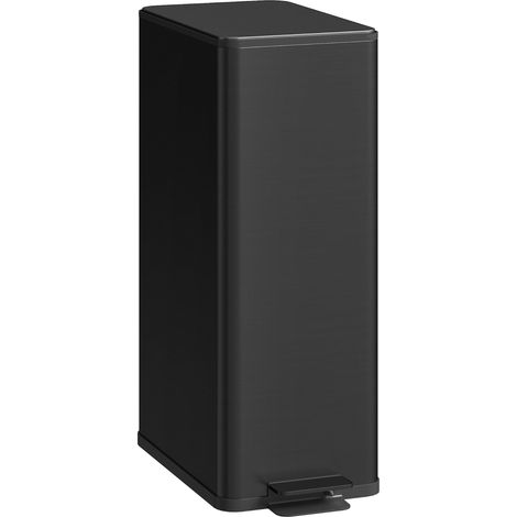 Cubo de basura de acero inoxidable de 20 litros, tapa de cierre suave, color negro.