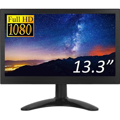 Moniteur Portable 13,3 Pouces 1920  1080 Écran CCTV-Moniteur Haut-Parleur Intégré avec Ports HDMI-VGA-AV-BNC Compatible avec PC, DVD, TV, Caméra de Surveillance de Rec (1/5)