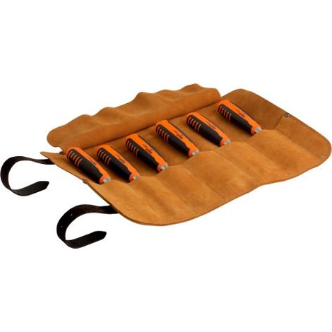 BAHCO - Jeu de burins, manche revêtement caoutchouc 6-26 mm- 6pc/pochette pliable cuir (1/4)