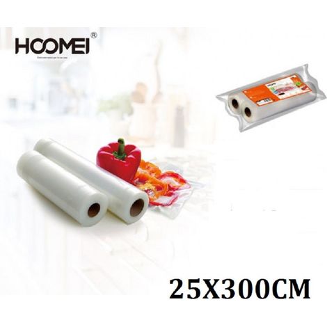TrAdE Shop Traesio - 2 Rotoli Per Sottovuoto 25x300cm Conservazione Per Alimenti Frutta Verdura -