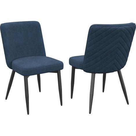 Chaise moderne x2-assise confortable-revêtement velours bleu foncé-aération-respirant-48x63x85cm (1/5)