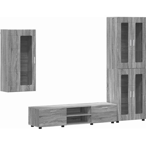TV Cabinet Set FLORIN 3 pcs Grey Sonoma Engineered Wood vidaXL