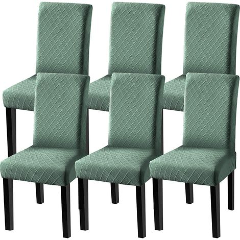 Stuhlhussen 6er Set, Stretch-Bezüge für Esszimmerstühle, abnehmbar, matcha grün (1/5)