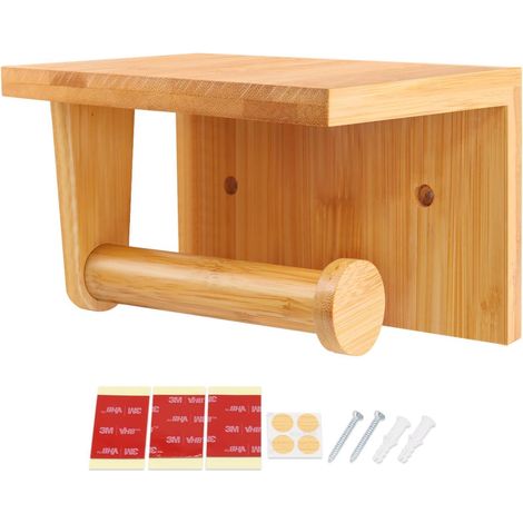 Porte Papier Toilette avec ÉTagère, Support Papier Toilette sans Sercage (1/5)