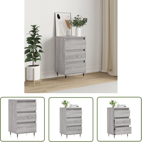 The Living Store Sideboard Grau Sonoma 40x35x70 cm Holzwerkstoff - Schreibtisch - Wohnzimmermöbel - Sideboard - Grau - Modernes Design (1/5)