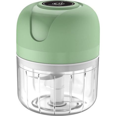 Elektrischer Knoblauchzerkleinerer, 250 ml Mini-Elektrozerkleinerer mit USB-Ladefunktion, Klinge aus Edelstahl 304 für Ingwer, Zwiebeln und Gemüse (1/5)