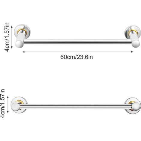 Dhouse Stainless Steel Towel Bar Rack Wall Mounted Brushed Finish Round Towel Holder Durable Towel Rack for Bathroom Kitchen Laundry Room Easy Installation Silver (40cm) (1/5)