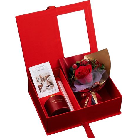 Panier-Cadeau Aromathérapie - Bouquet De Roses Artificielles - Bougie Parfumée 120 Ml - Cadeau Pour Femme - Idéal Anniversaire Noël Jour Des Mères - 1 Pièce (1/5)