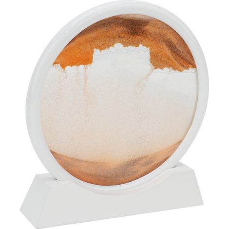 Tableau de sable mouvant, cadre rond blanc, verre haute transparence 3D, couleurs vives et inaltérables, art du sable durable en mouvement liquide (1/5)