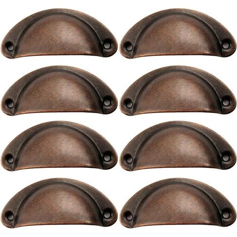 8 Stück – Muschelgriffe, retro – Schubladengriff, Möbelgriff – Für Kleiderschränke, Schränke, Schubladen (Antikrot)