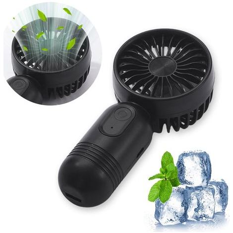 Mini ventilateur portable DIYOO, rechargeable par USB, format de poche, batterie 400 mAh, design mignon, 3 vitesses réglables, idéal pour l'extérieur, la maison, le bureau et les voyages - Blanc (1/5)