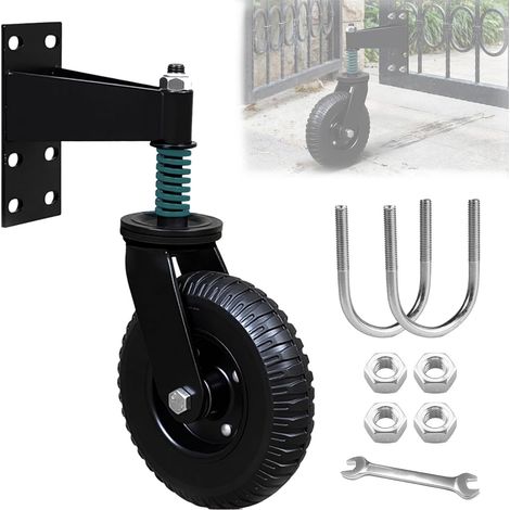 8-inch fence gate wheel, 600 lb load capacity, heavy-duty spring-loaded gate caster wheels with accessories, 360-degree rotating gate caster wheel (1/5)