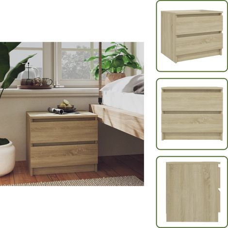 The Living Store Comodino Rovere Sonoma 50x39x43,5 cm in Legno Multistrato - Comodino rovere sonoma