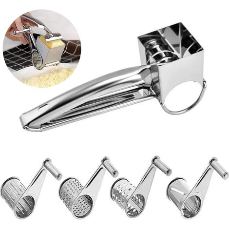 Râpe à fromage, avec 4 lames en acier inoxydable, râpe de cuisine multifonction pour parmesan, gingembre, légumes (1/5)