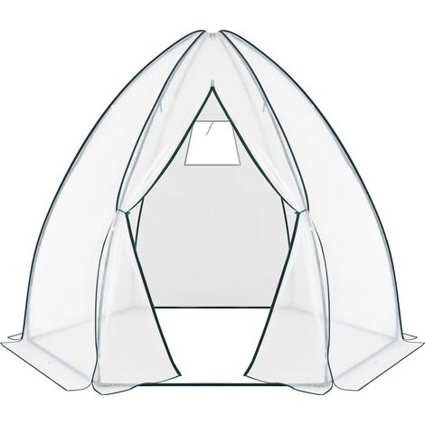 Serre de jardin conique teepee pour plantes et tomates, protection UV et intempéries, ventilation zippée, structure acier et PE blanc - CHICFURN (1/5)
