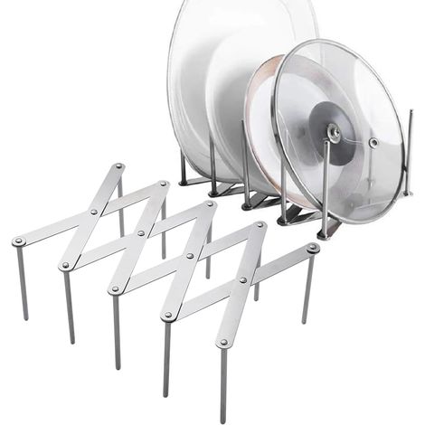 Lot de 1 supports pour couvercles de casseroles et poêles côtelés en acier inoxydable avec support réglable pour casseroles, poêles et assiettes (1/5)