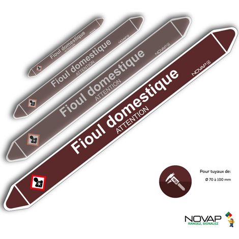 Planche de 2 marqueurs de tuyauterie 450 x 52 mm pour Ø 70 à 100 mm - Fioul domestique - 4701646