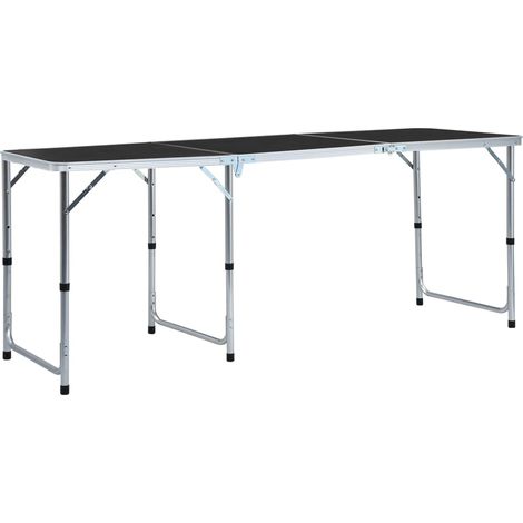Tavolo da Campeggio Pieghevole in Alluminio Grigio 180x60 cm vidaXL