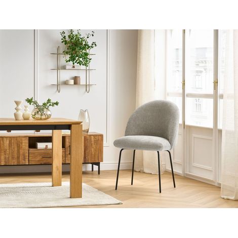 BOBOCHIC - Chaise LALIE tissu texturé et pieds métal noir Beige (1/5)