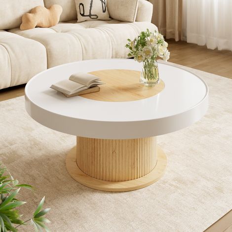 Tavolino da salotto con contenitore bianco 100x50x39.5 cm rettangolare in mdf e legno con cassetti e ante - tavolo basso moderno per soggiorno con piedini in metallo (1/5)