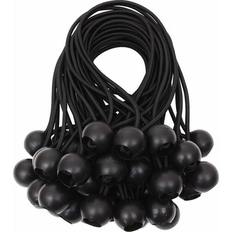 Planenspanner Ball Bungee Cords Gummi Bungee Cord für Banner, Plane, Pavillon, Zelt, Vorhänge Verlängerungsgeschirr, Planenhalter Weiß, 15cm (Schwarz, 40 Stück) (1/5)