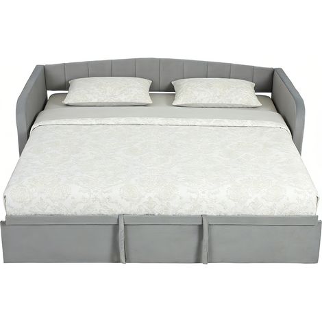 Letto Divano 3 Posti con Lettino Estraibile Convertibile in Letto Matrimoniale,205x186x75 cm, Grigio Chiaro (1/5)