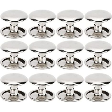 Lot de 200 rivets tubulaires en métal à double tête pour cuir, réparation, sacs, ceintures, chaussures, couture, décoration, 12 x 10 mm (argent) (1/4)
