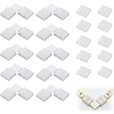 Packung mit 20 4-poligen 10-mm-RGB-LED-Streifenverbindern, darunter 10 L-förmige Eckverbinder und 10 LED-Streifenverbinder, 4-polige 10-mm-LED-Streifenverbinder ohne Lötanschluss für RGB SMD 5050