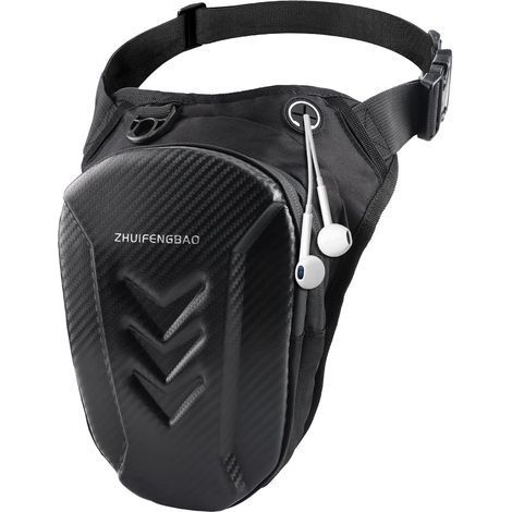 Sacoche de Jambe Moto, Sac de Jambe Tactique Imperméable, Multifonctionnel Sacoche de Cuisse Moto pour Moto, Cyclisme, Randonnée, Pêche (Noir) (1/5)