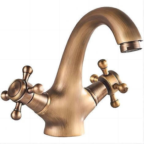 Robinet de baignoire en bronze, mitigeur de lavabo antique, robinet de salle de bain, lave-mains, robinet rétro avec mitigeur eau chaude et froide (1/4)