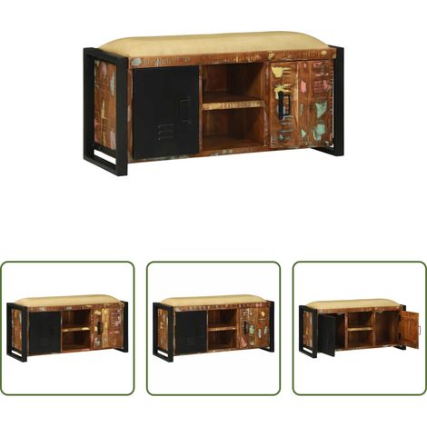 Rangement moderne - Cabinet Banc Multicolore Bois massif de récupération (1/5)
