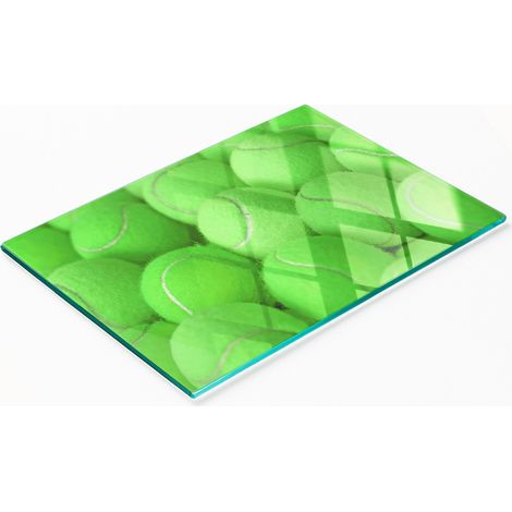 Lavagna decorativa multifunzionale in vetro per la cucina, a forma di palline da tennis, 80x52 cm. (1/5)