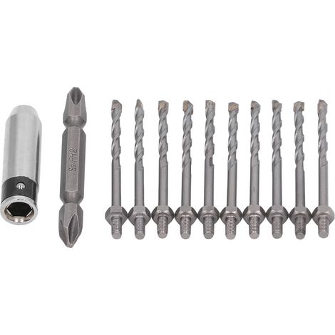 Jeu de 12 douilles à chocs + coffret de 10 forets + embouts de tournevis S2, lot complet pour bricolage et perçage, outillage robuste en acier, idéal atelier et travaux domestiques. (1/5)