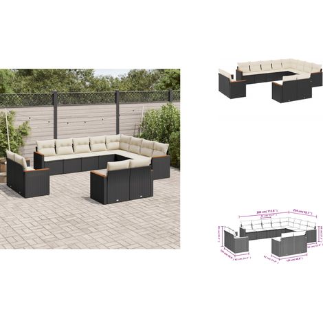 12-tlg. Garten-Sofagarnitur mit Kissen Schwarz Poly Rattan - Gartenmöbel - Rattan Möbel - Outdoor Sofa - Lounge Set - Esszimmergarnitur (1/3)