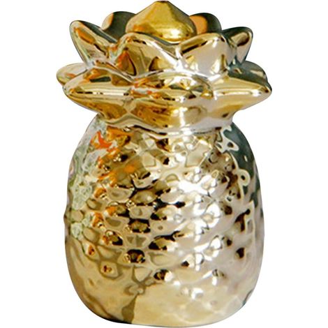 Brûleur de Parfum Décoratif en Céramique Dorée D'ananas, Compact et Artistique, pour Bureau ou Espace D'étude (1/5)