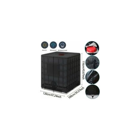 Bâche Cuve 1000L Anti UV 210D IBC Housse Container Réservoir d'eau avec Cordon Fermeture éclair (1/3)