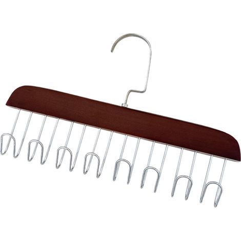 Lot de 2 porte-manteaux antidérapants à crochets multiples - Porte-cravates et porte-ceintures en bois robuste, rangement pour soutien-gorge avec 8 crochets, étendoir à linge (1/5)