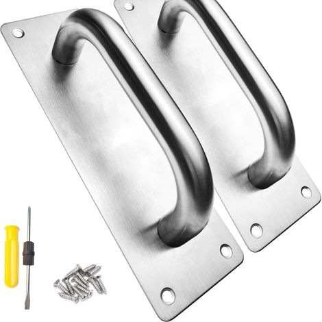 Poignées de Porte Coulissante, Robuste Poignee Inox Exterieur, 2 Pcs Poignée Porte Coulissante avec Plaques pour Grange, Porte en Bois, Jardin Extérieure, 20 x 6.5 cm (1/5)