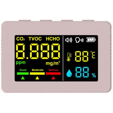 QORVA
-Capteur électrochimique formaldéhyde, détecteur qualité d’air HCHO TVOC CO2, testeur température et humidité haute précision, fonction alarme vocale,de